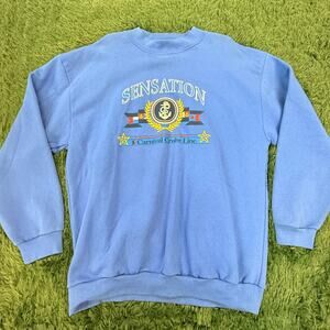 90s Carnival Cruise Lines "Sensation" VTG XL Blue Pullover Sweatshirt Unisex